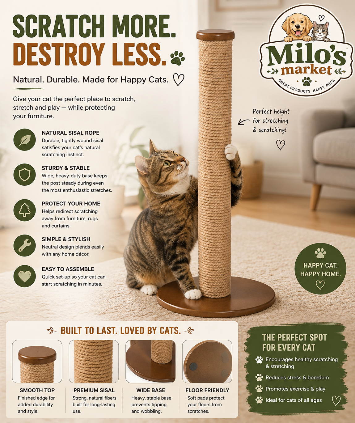 Cat Scratcher Tall Natural